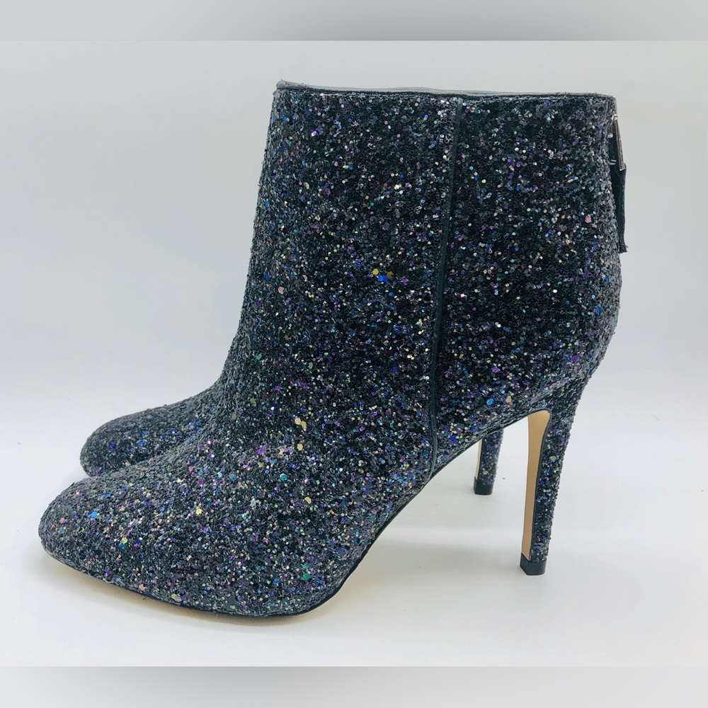 Sam Edelman Kourtney Glitter Ankle Booties Black Multi Heels 7.5M Boot Cocktail